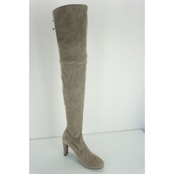 Stuart Weitzman Highland Suede Over the Knee Bow Top Boots - Picture 3 of 10